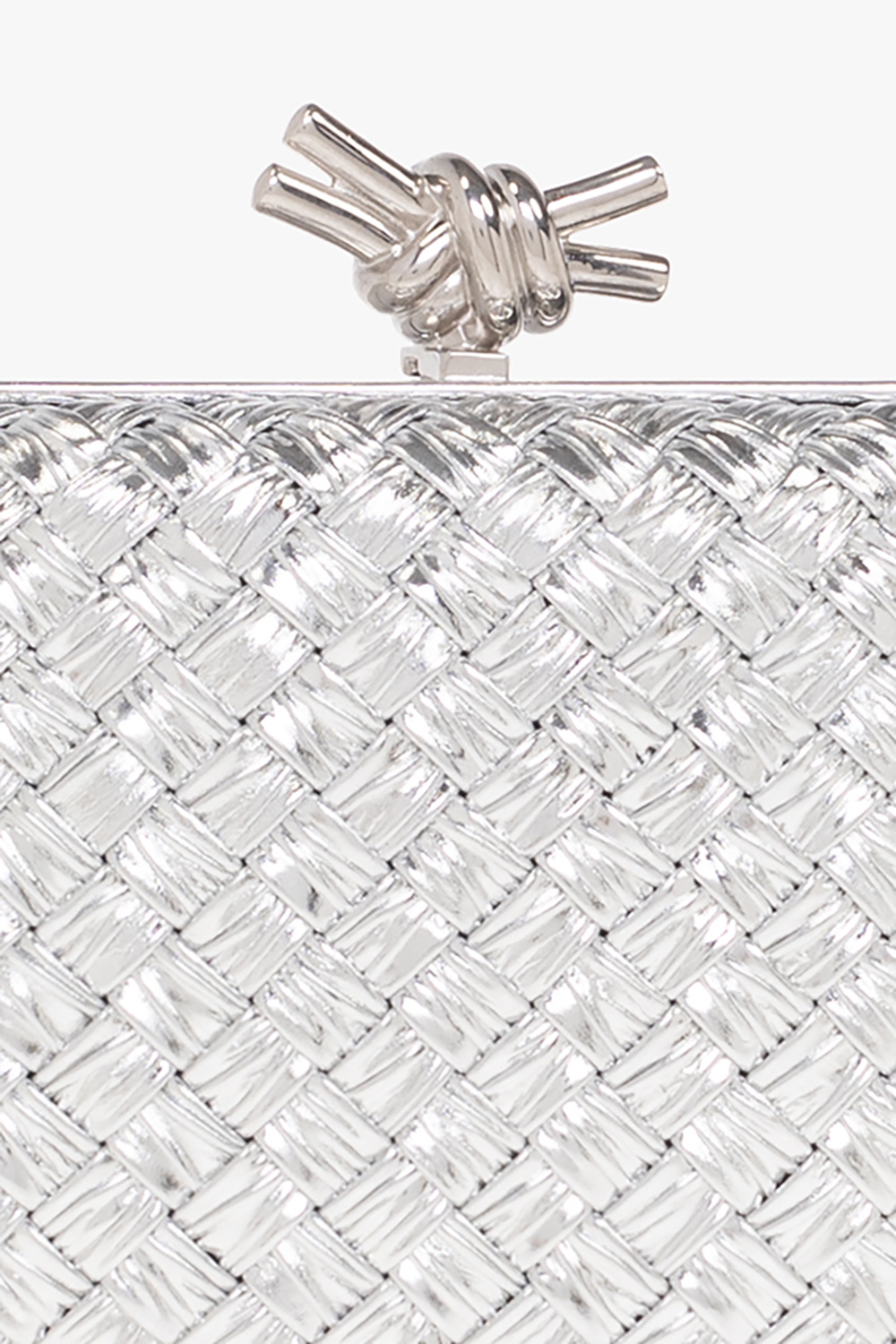 Bottega Veneta Knot Silver Clutch in Metallic