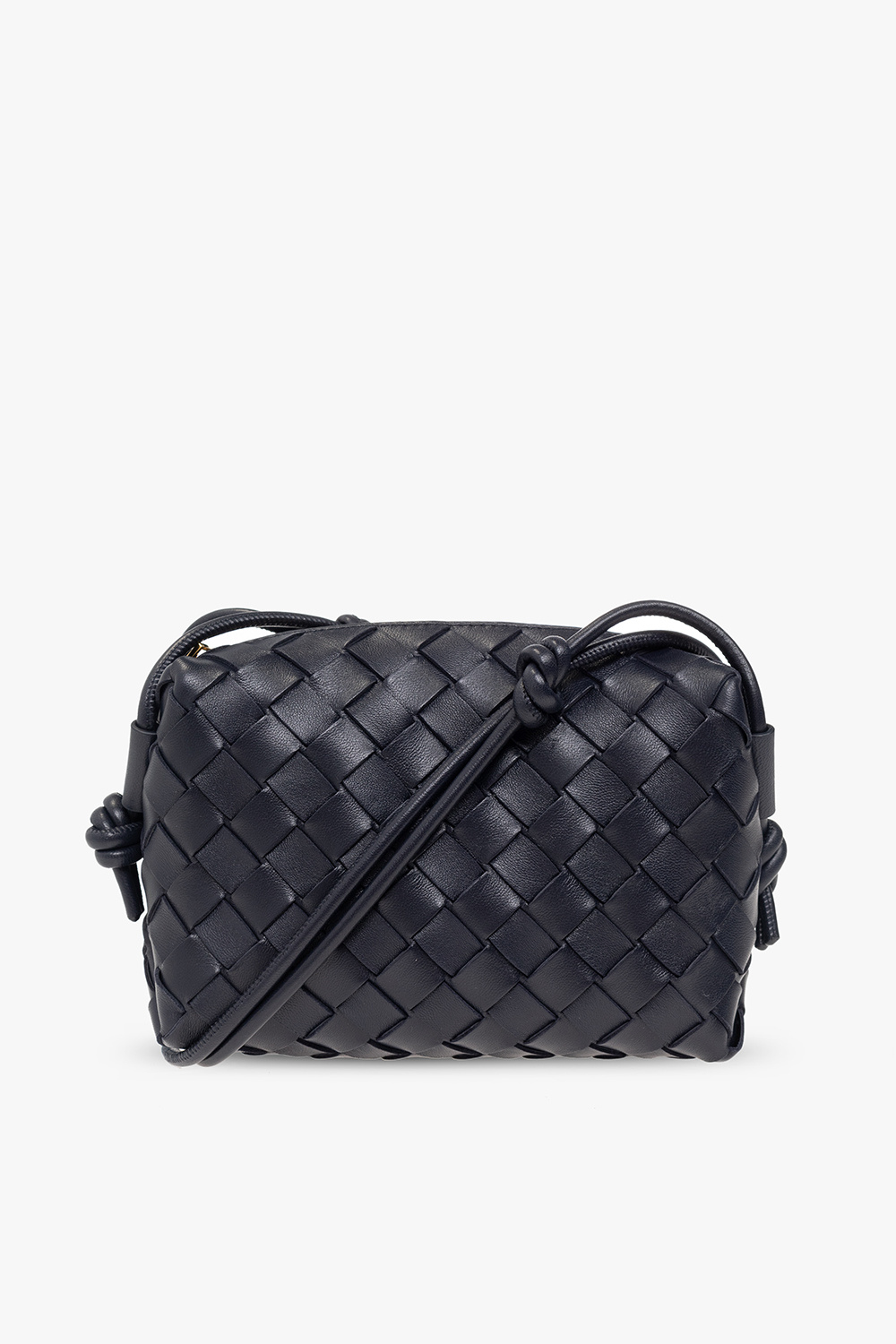 Loop Mini Leather Crossbody Bag in Black - Bottega Veneta