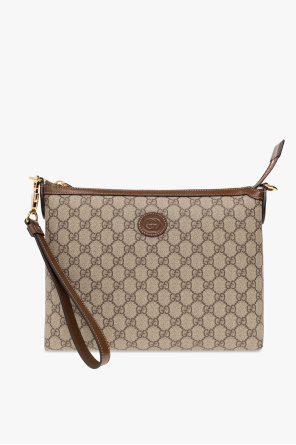 Gucci GG Marmont small model shoulder bag in beige monogram canvas and black leather