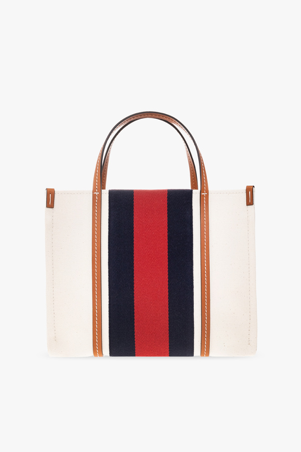 Gucci Web-stripe Canvas And Leather Tote Bag In Cream Multi