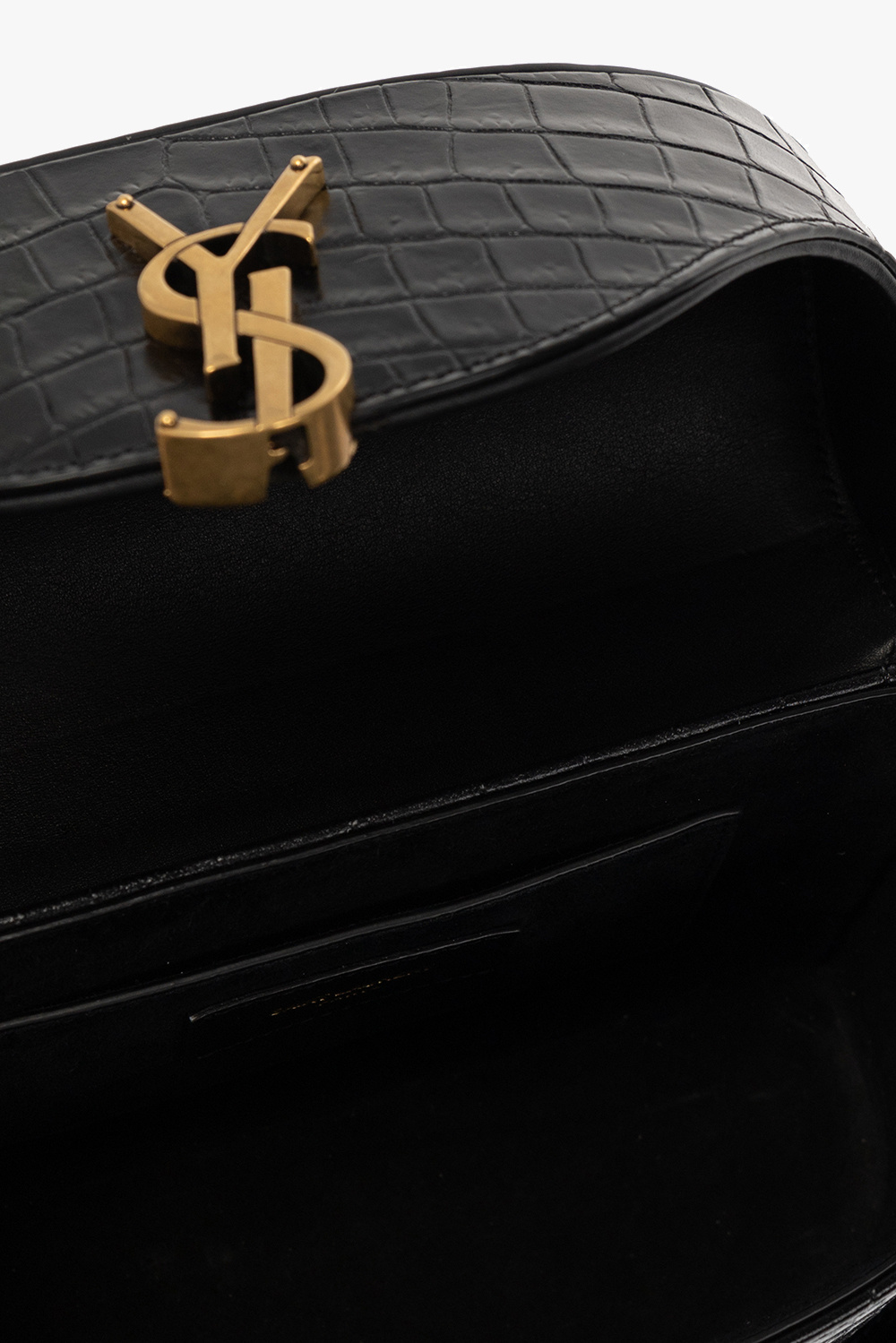 June Croc Effect Leather Shoulder Bag in Black - Saint Laurent