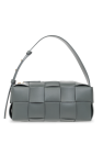 bottega veneta olimpia handbag in anthracite grey intrecciato leather