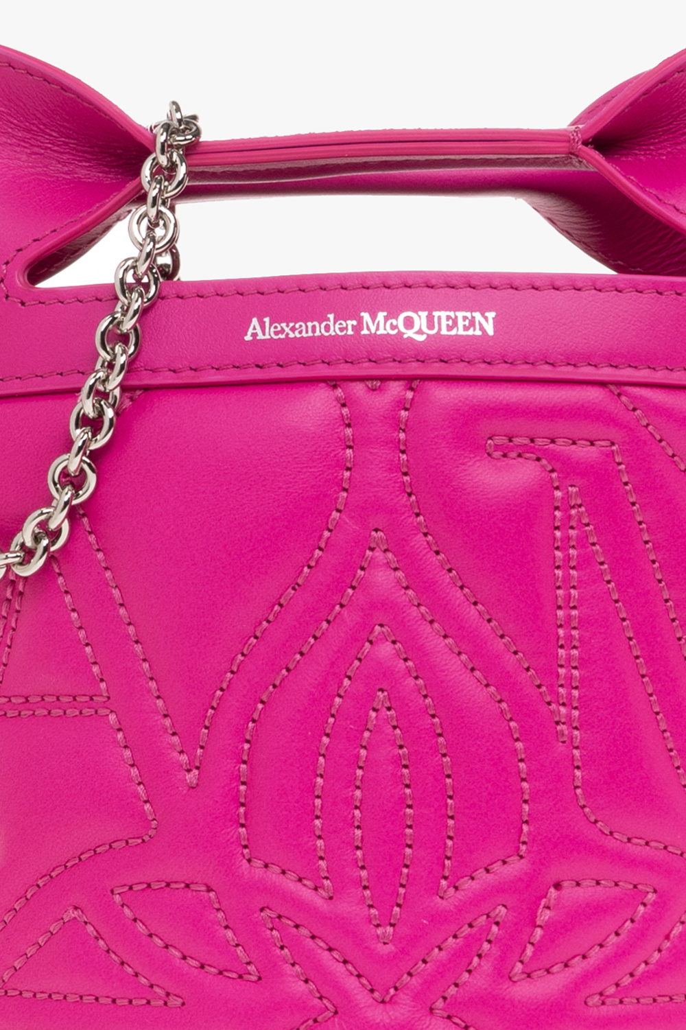 Alexander McQueen The Bow Small Leather Top-Handle Bag 5631 Fuxia