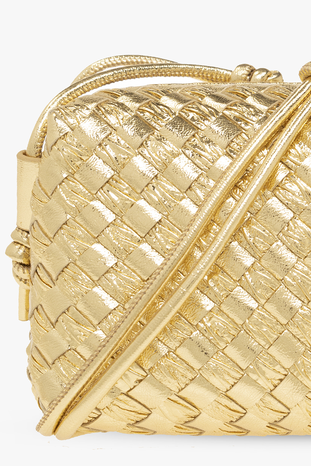 Bottega Veneta Loop Mini Leather Crossbody Bag In Gold/gold