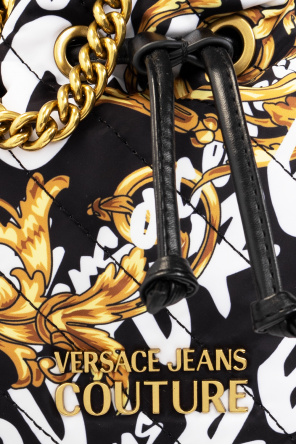 Versace jeans blanc Couture Quilted bucket shoulder bag