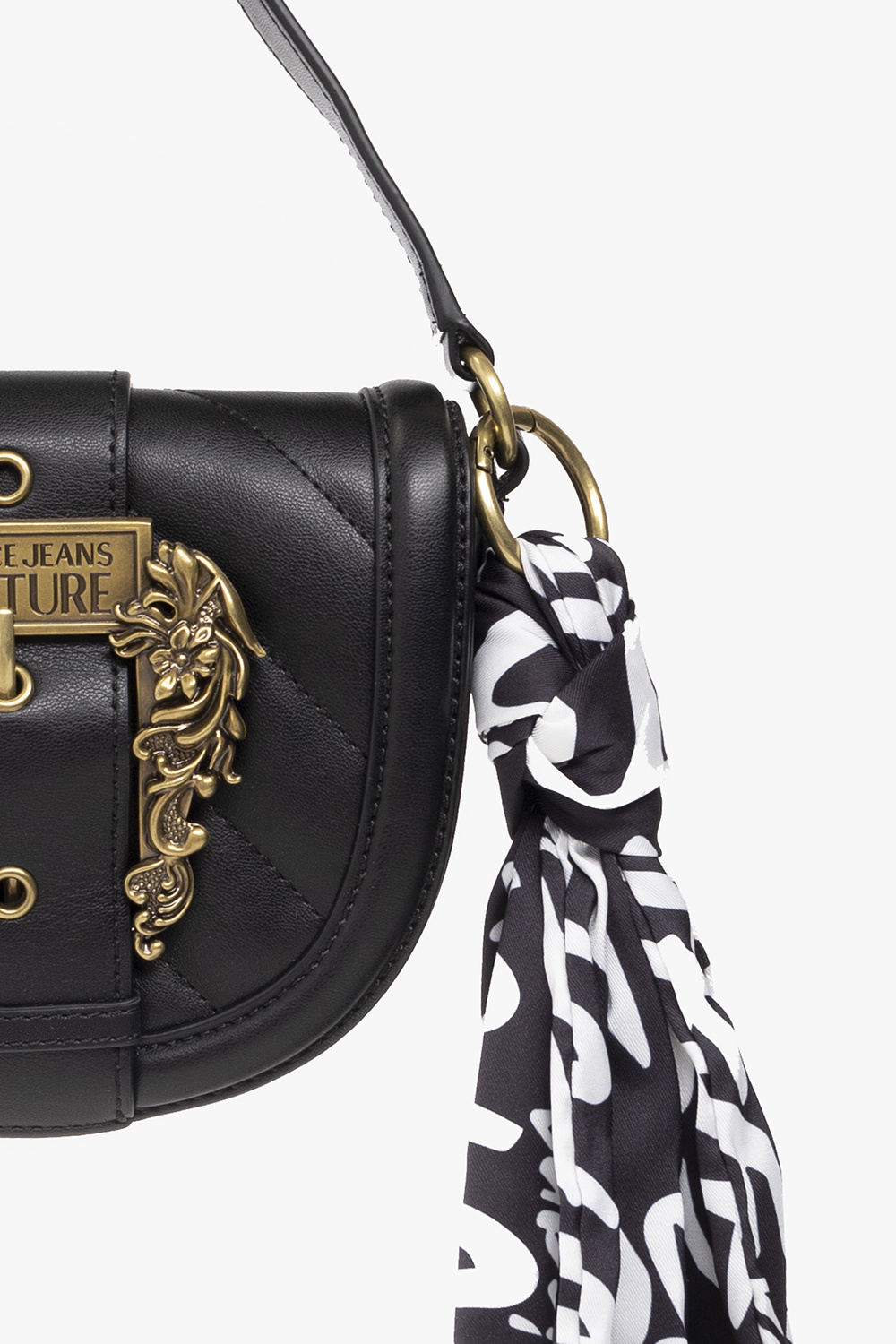 Versace Jeans Couture Black Structured Baroque Belt Crossbody/Shoulder Bag  for womens: Handbags