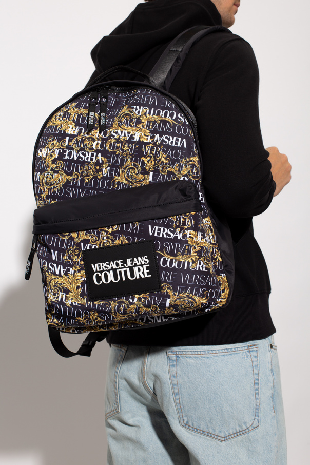 versace blue shorts Backpack with logo