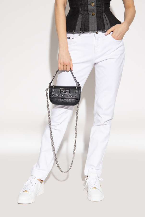 dungaree denim dress Shoulder bag with logo