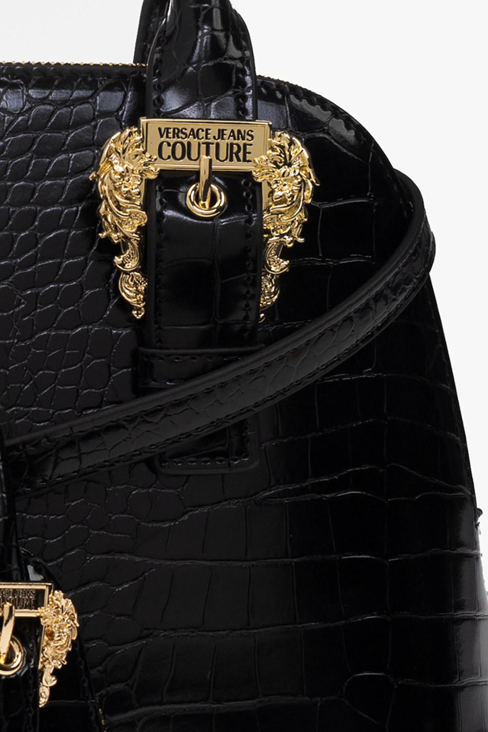Versace Jeans Couture Black Quilted Scarf Embellished Medium Shoulder Bag  for womens