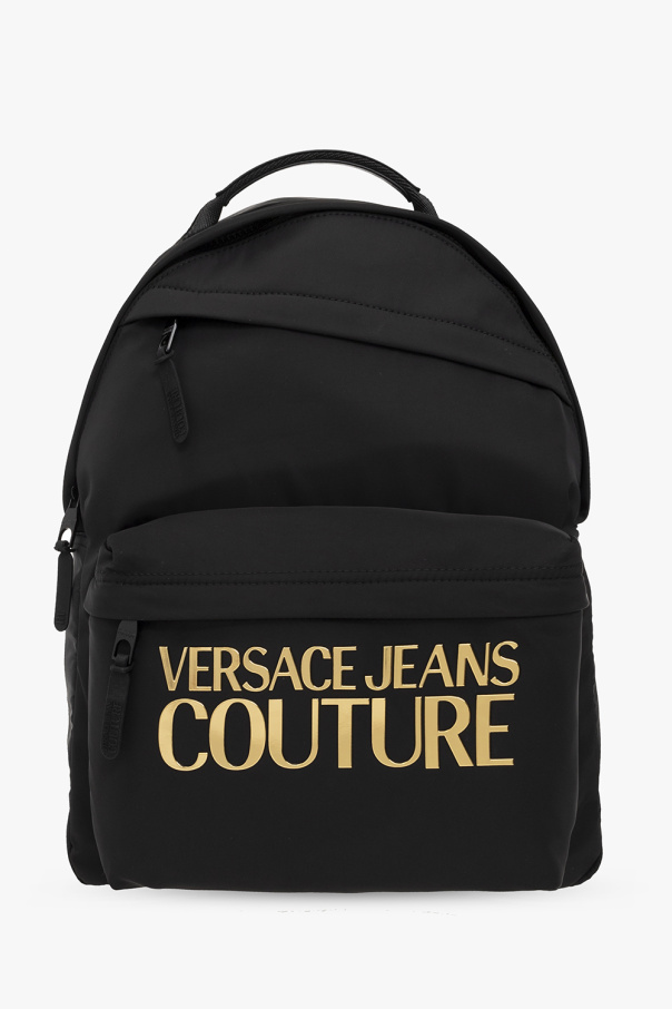 Versace Black-Portrait Jeans Couture Backpack with logo