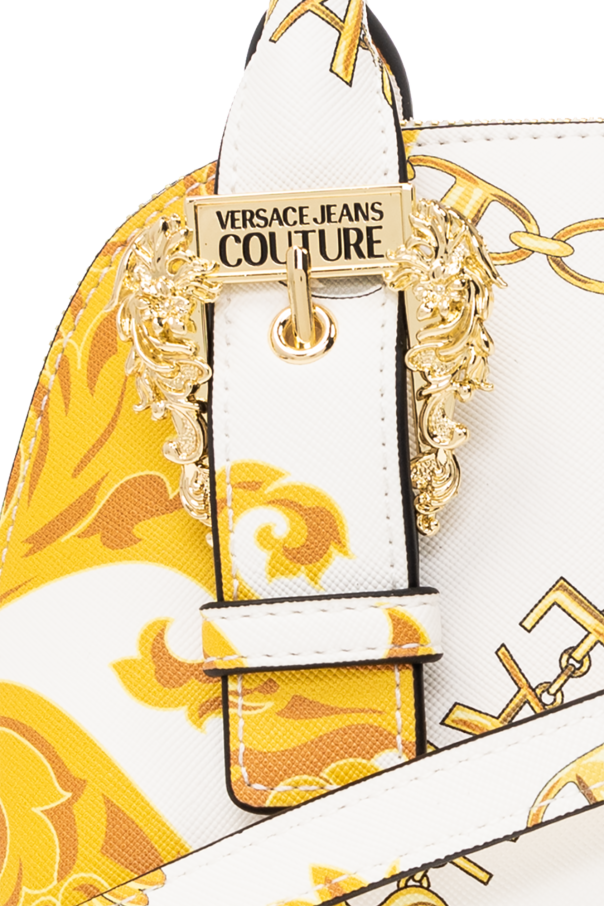 White And Yellow Printed Versace Bag