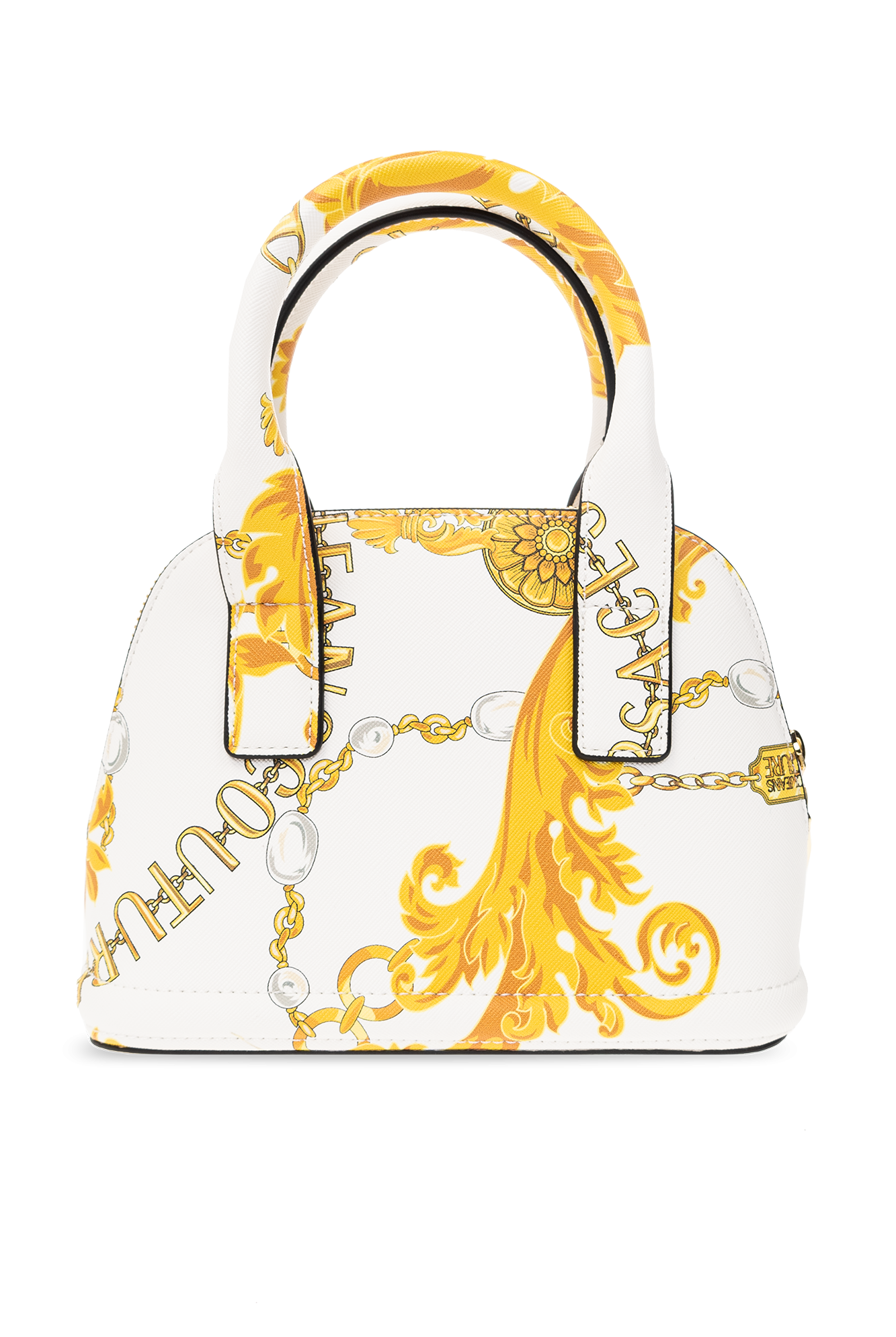 White And Yellow Printed Versace Bag