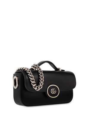 Gucci GUCCI GG Denim Leather Boat Bag Shoulder Bag Black 07198