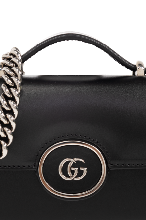 Gucci GUCCI GG Denim Leather Boat Bag Shoulder Bag Black 07198