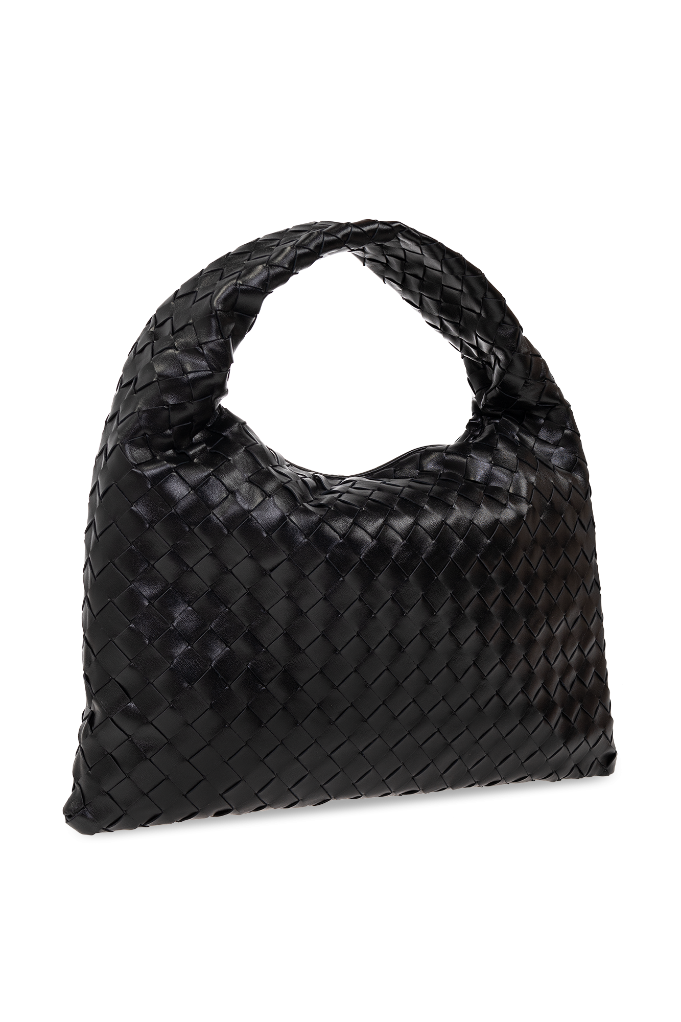 Bottega Veneta Hop Small Intrecciato-leather Shoulder Bag In Black