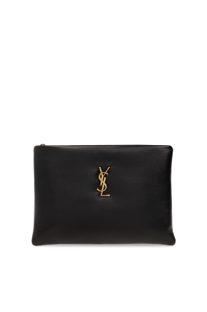 yves saint laurent easy handbag in black and gold suede