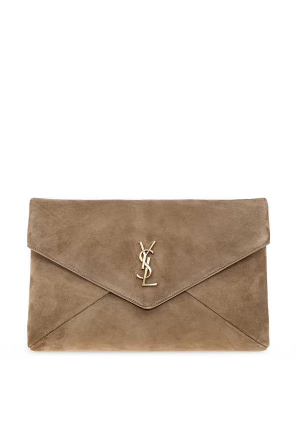 Saint Laurent Wildleder-Clutch „Enveloppe“