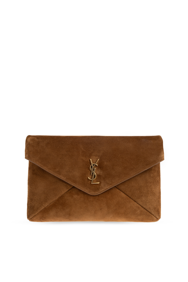 Suede clutch with logo od Saint Laurent