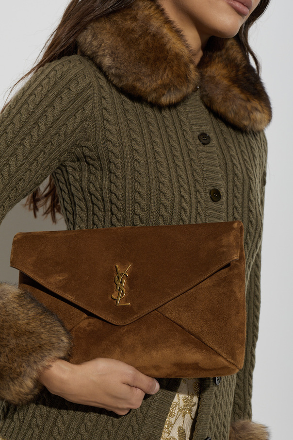 Saint Laurent Suede clutch with logo