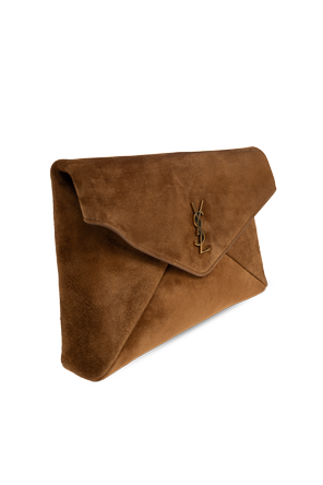 Saint Laurent Suede clutch with logo