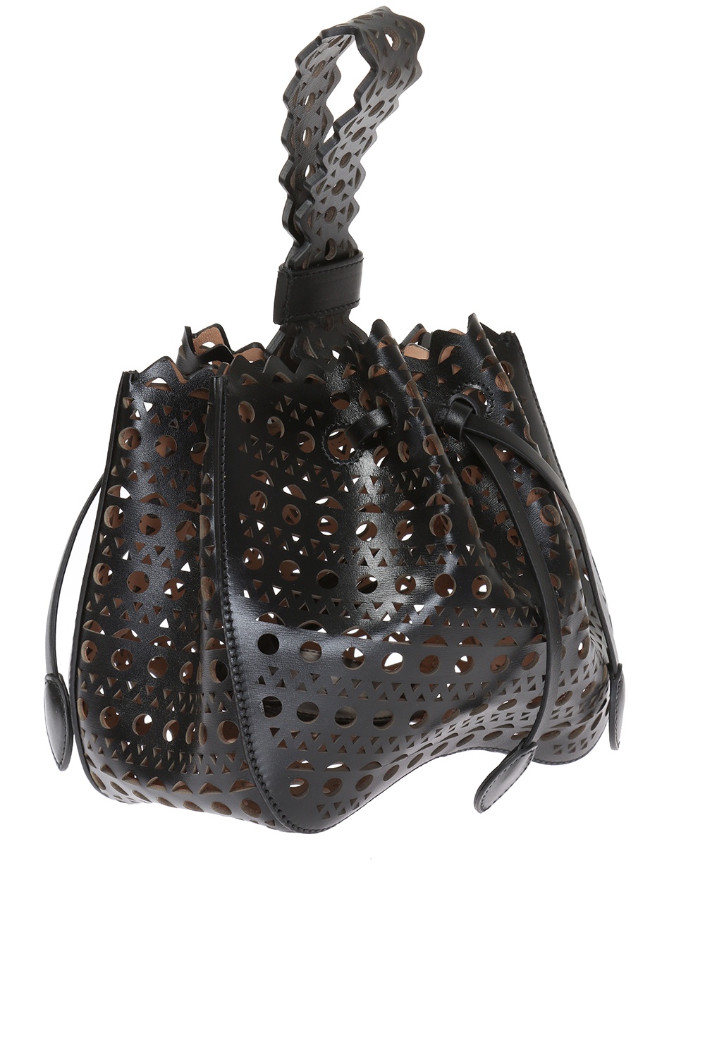ALAÏA Rose Marie pearl-embellished leather bucket bag