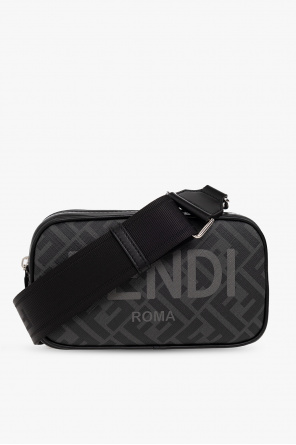 Fendi Zucca handbag in brown and black monogram canvas and black leather