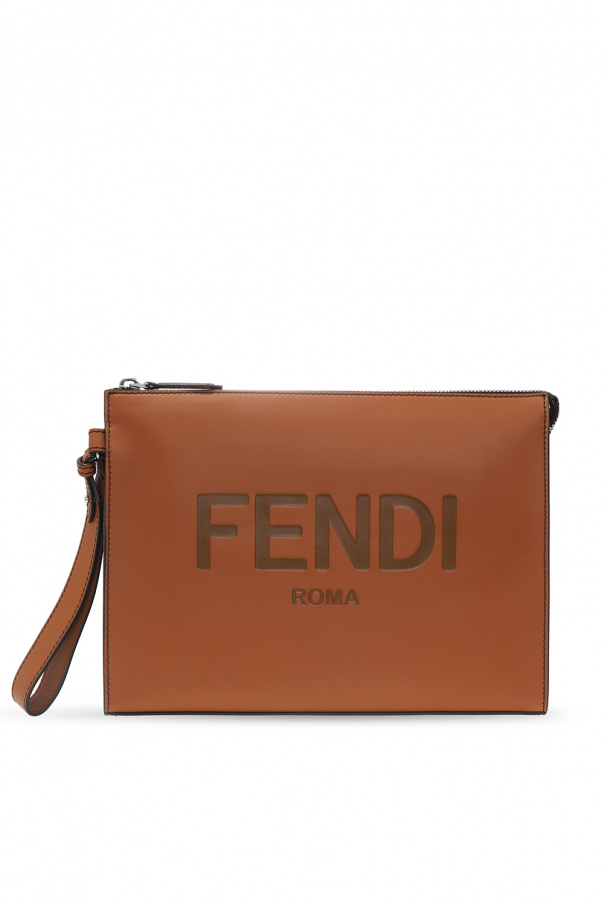 Fendi Fendi embroidered-edge single-breasted long coat