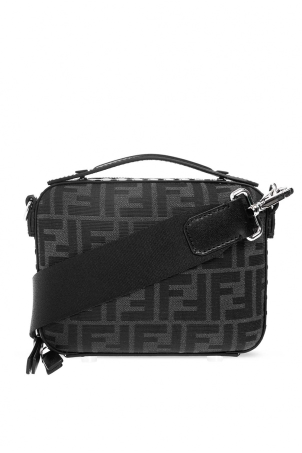 Fendi Fendi Black Canvas and Brown Leather Large Peekaboo Satchel Bag 8BN210
