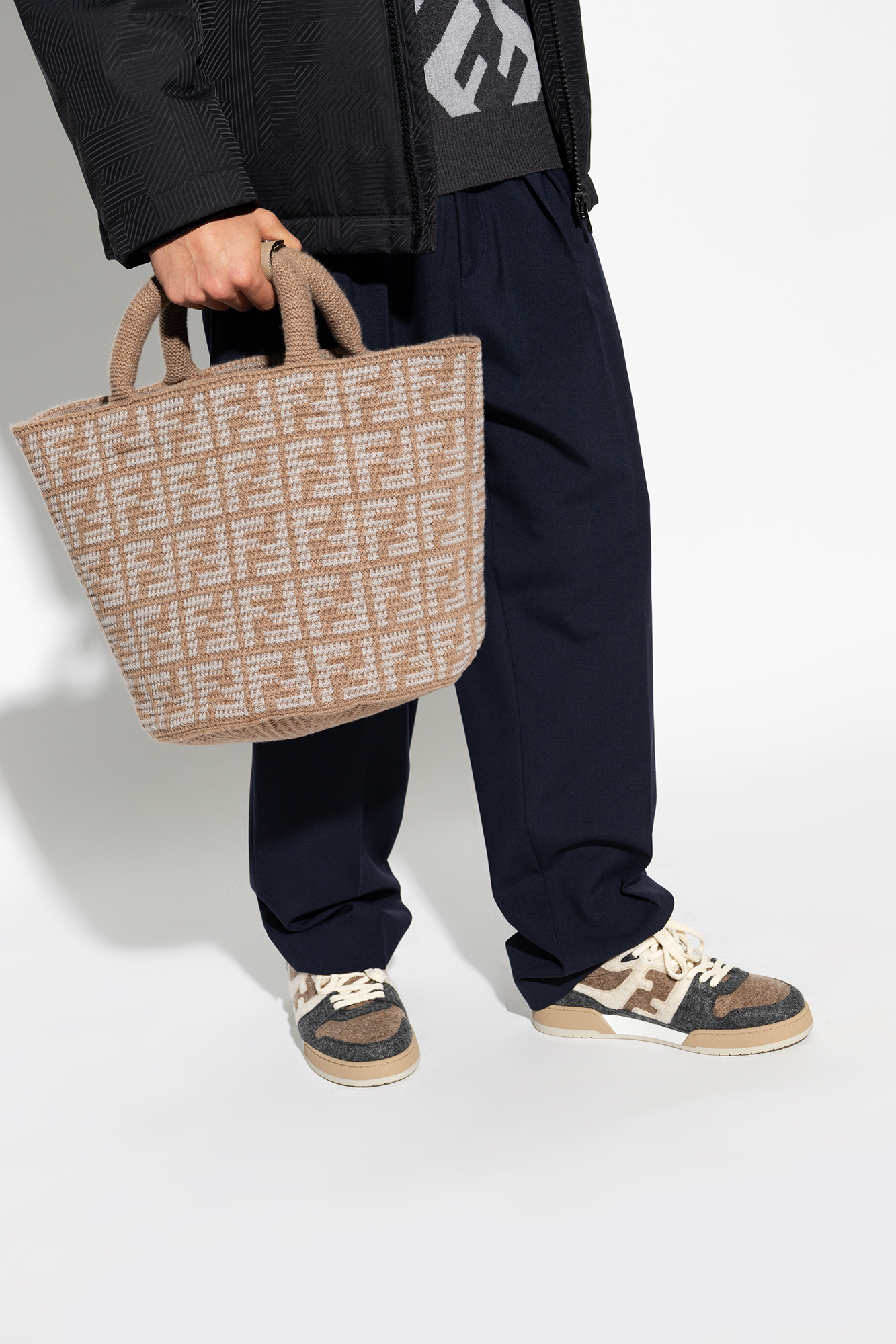 Fendi Ff Cashmere Tote Bag in Brown for Men
