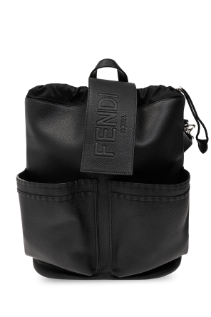 fendi spy medium model handbag in black grained leather