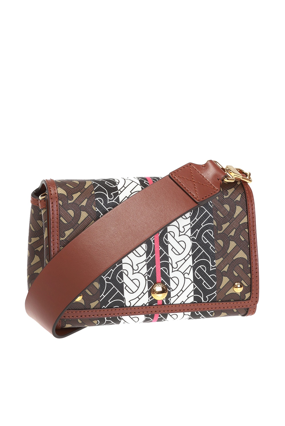 Burberry Brown E-canvas Hackberry Monogram Shoulder Bag In Bridle