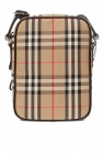 Burberry Bolso bandolera Burberry Dryden en lona Haymarket beige y cuero negro