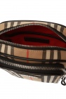 Burberry Bolso bandolera Burberry Dryden en lona Haymarket beige y cuero negro