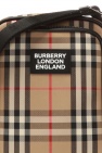 Burberry Bolso bandolera Burberry Dryden en lona Haymarket beige y cuero negro