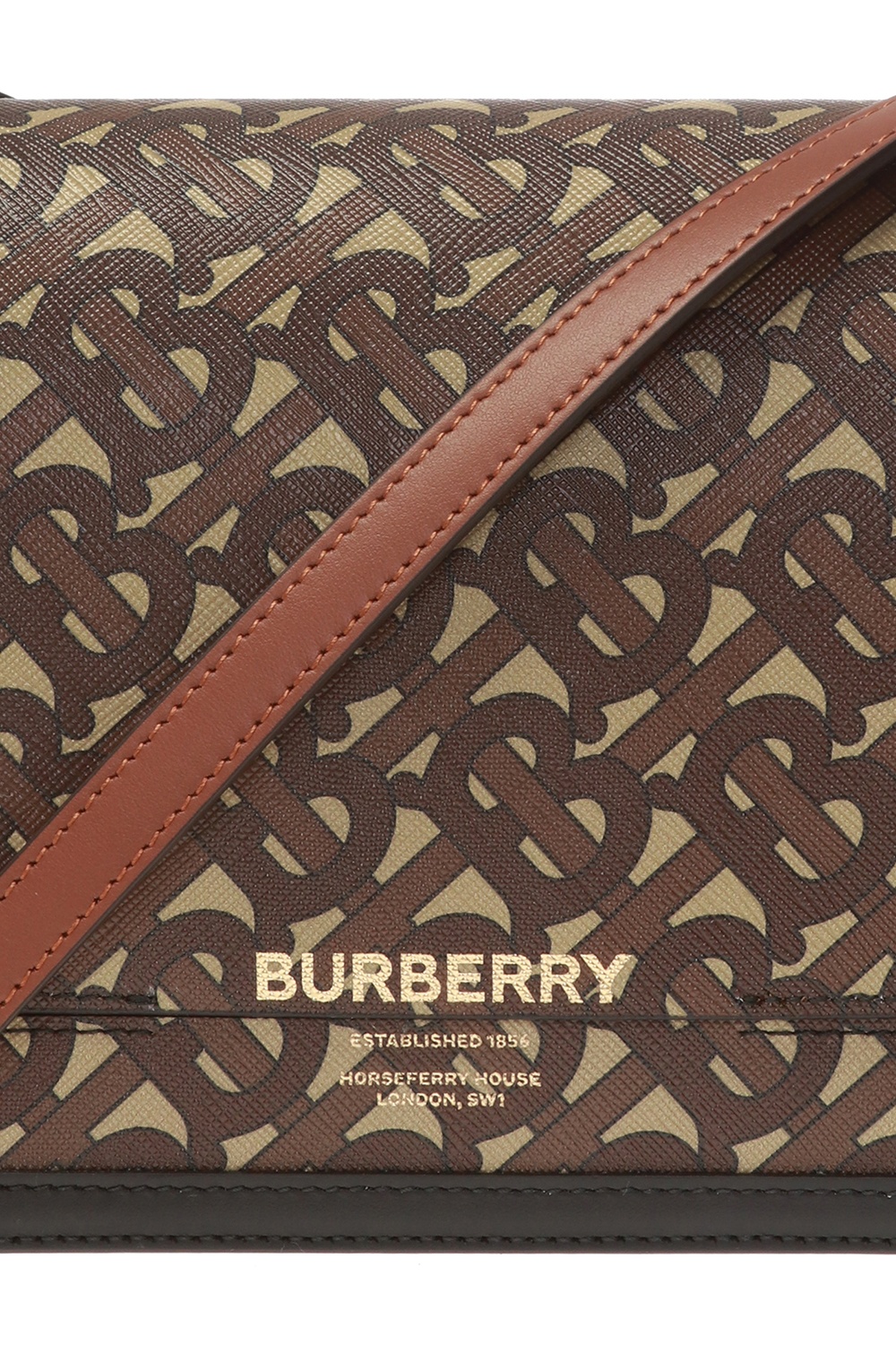 BURBERRY Bridle Stripe Small Monogram E-Canvas Camera Bag Brown - 25%
