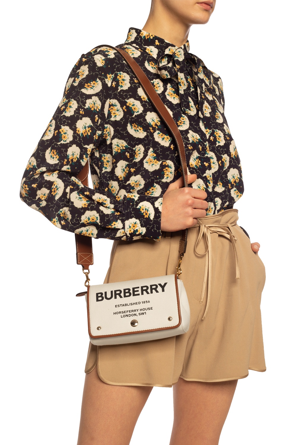 BURBERRY Hackberry Logo Printed Canvas Bag for Women