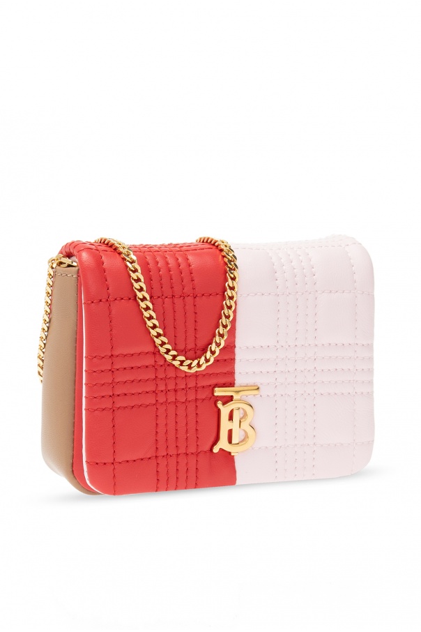 Burberry Small Quilted Tri-Tone Lola Bag- Red/Pink/Camel