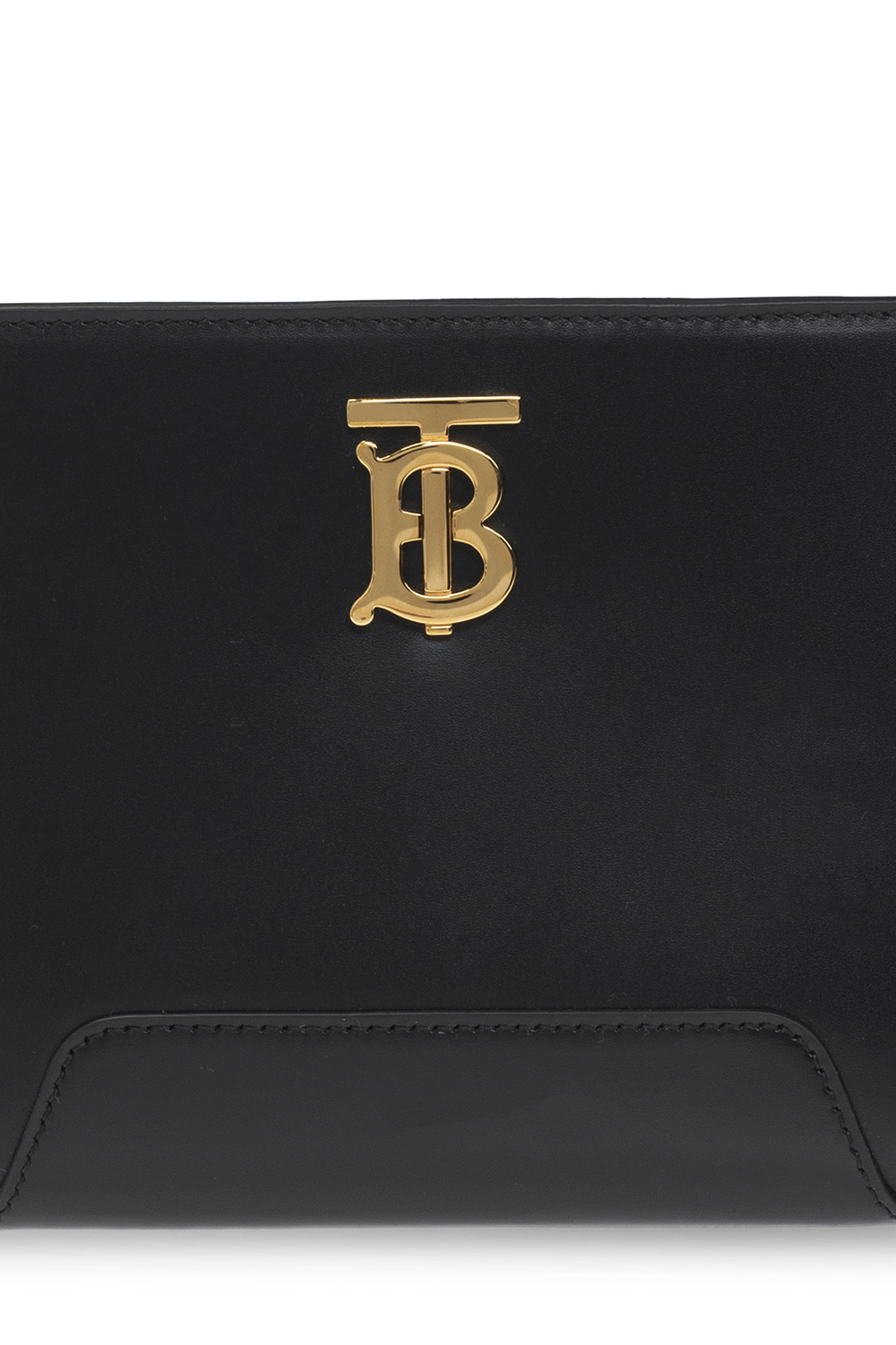 Burberry Grainy Leather TB Card Case Black/Silver-tone