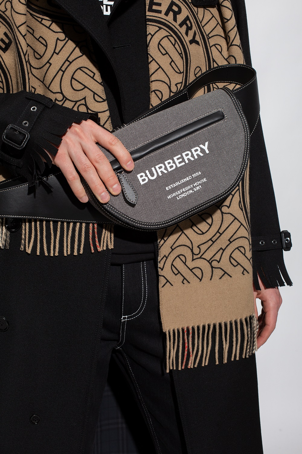 BURBERRY nylon pouch with printed logo  Black  Burberry belt bag 8064929  online on GIGLIOCOM