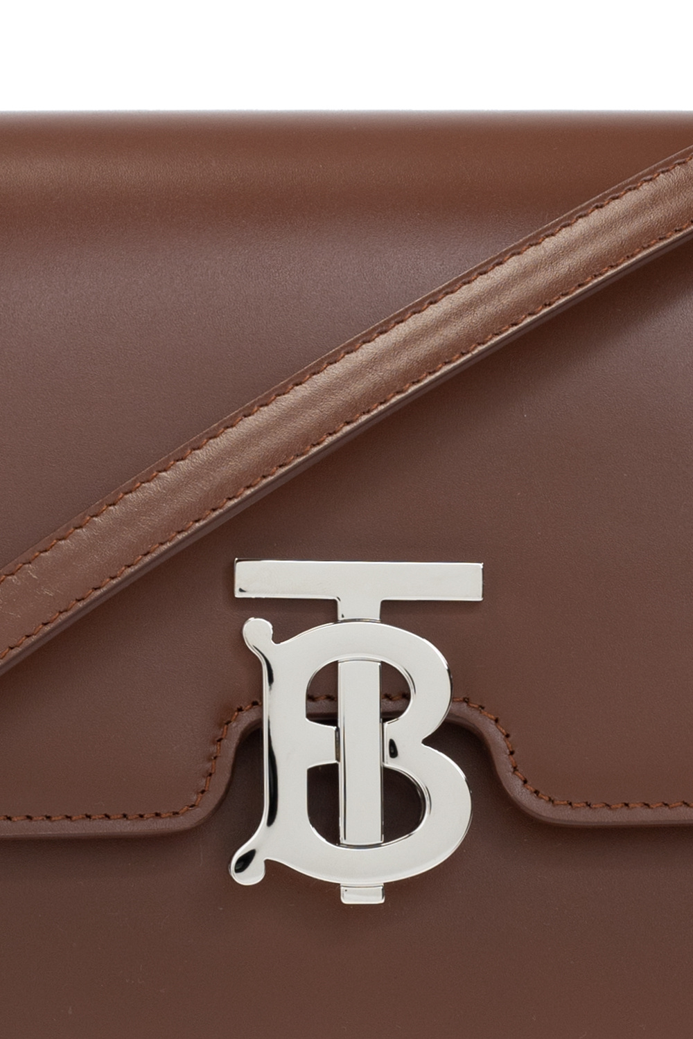 Burberry Belted Leather TB Bag Malt Brown in Calfskin with Gold