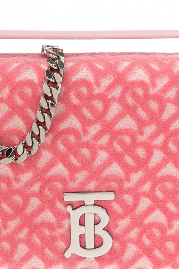 NEW BURBERRY Pink Leather And Terry Cloth Lola Mini Crossbody