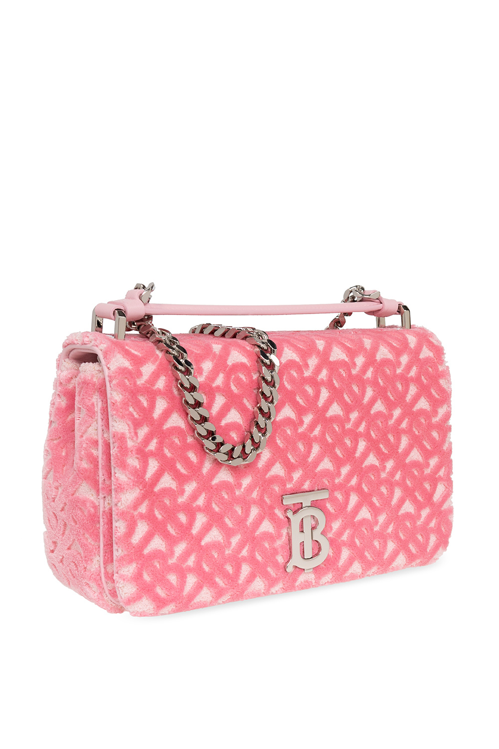 NEW BURBERRY Pink Leather And Terry Cloth Lola Mini Crossbody