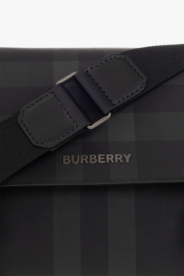 Burberry Men's Small Wright Check Messenger Bag - Charcoal