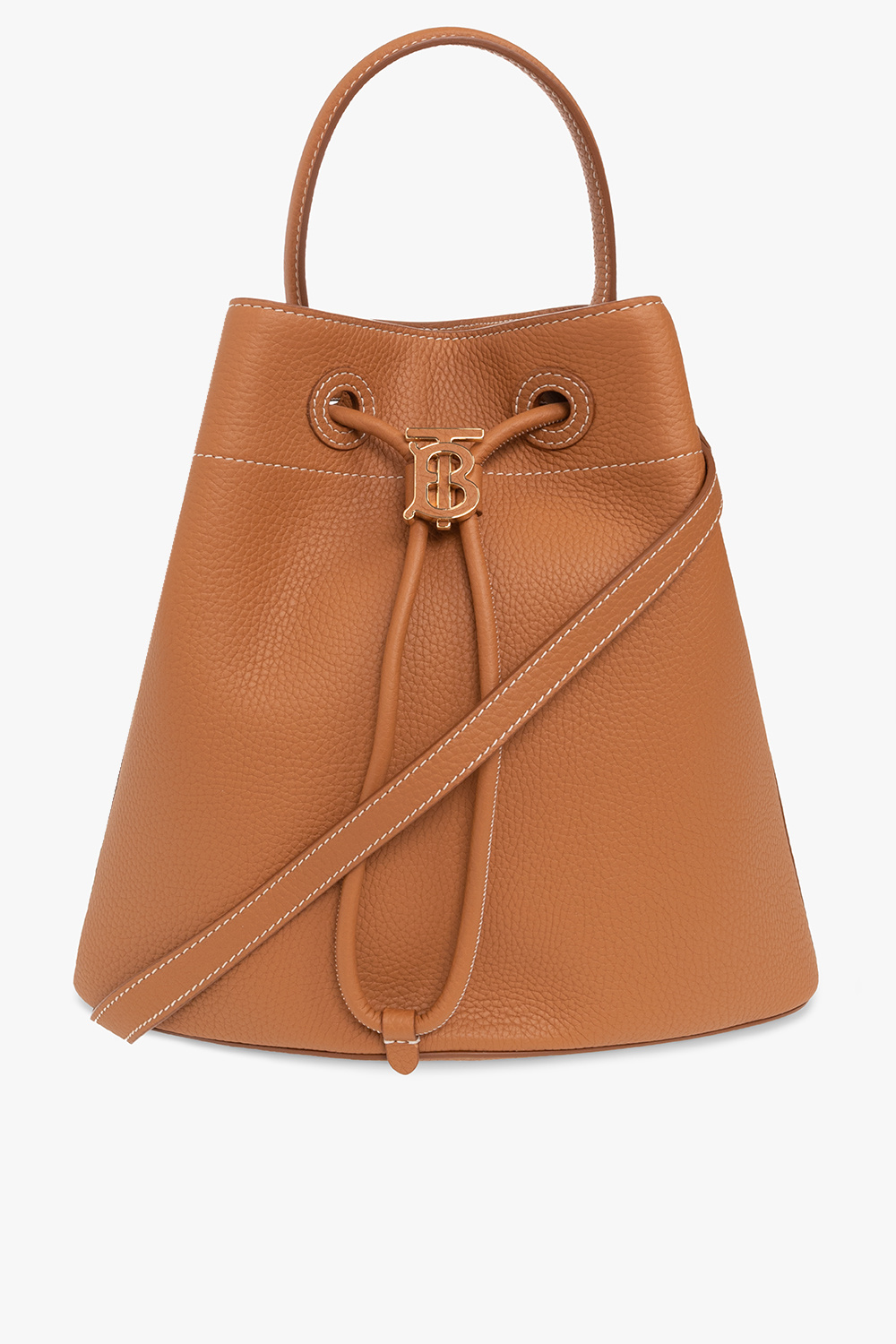 burberry check-pattern Leather bucket bag