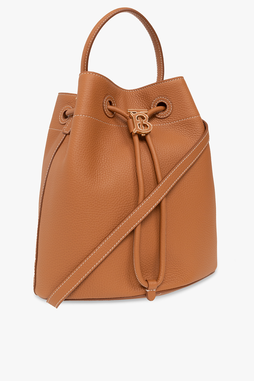 burberry check-pattern Leather bucket bag