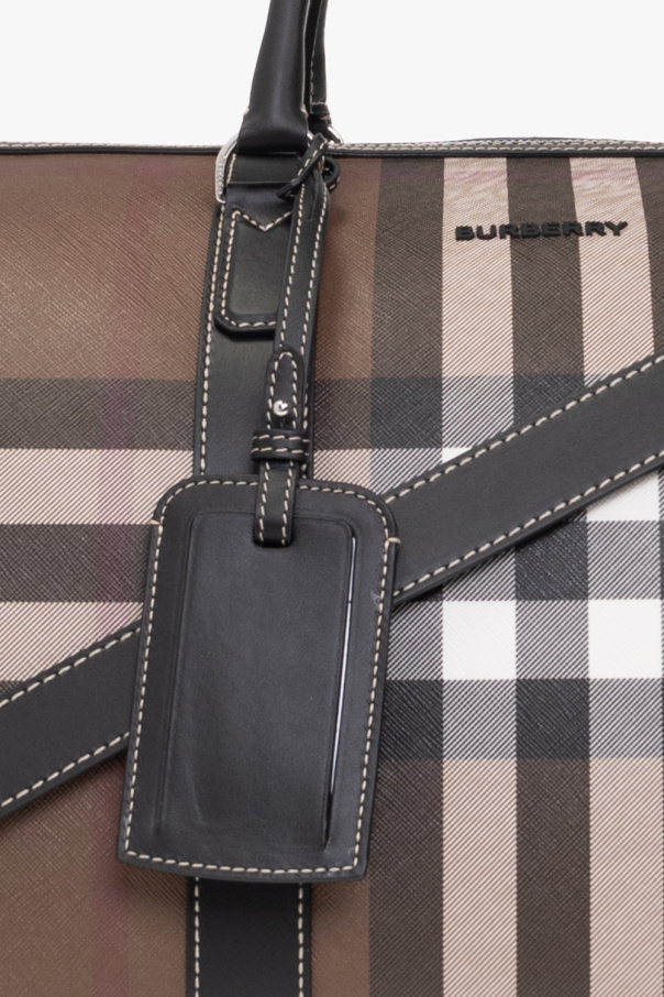 Boston Burberry Check Duffel Bag in Grey - Burberry