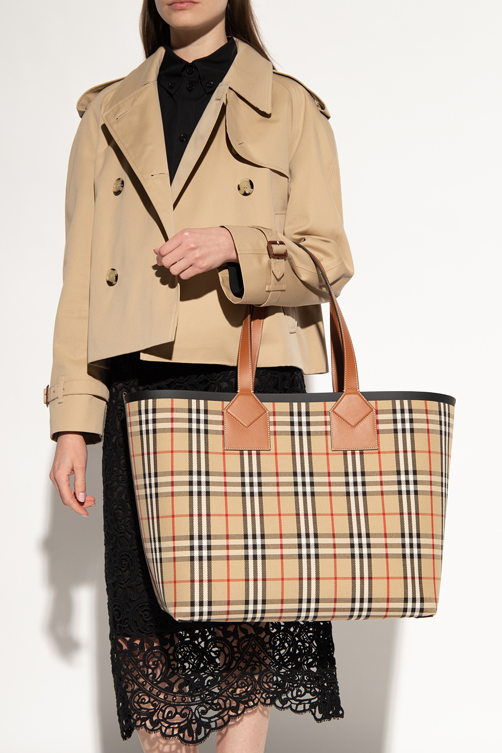 Large London Tote in Briar Brown/black | Burberry® Official