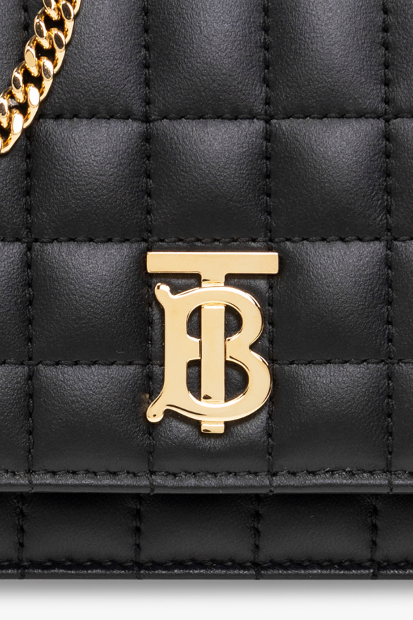 Burberry Women's Black Pebbled Leather Wallet Shoulder Bag