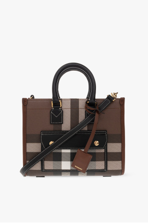 Burberry Beige/Brown Nova Check Canvas and Leather Small Hepburn Satchel  Burberry