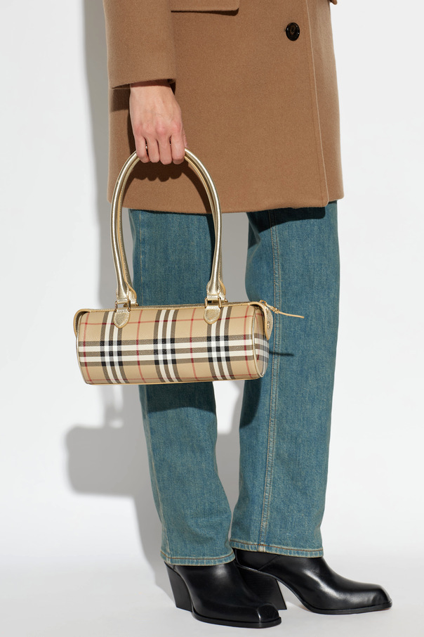 Burberry Bolso de hombro de piel a cuadros